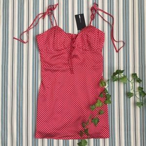 NWT Red and White Polka Dot Tie Strap Dress